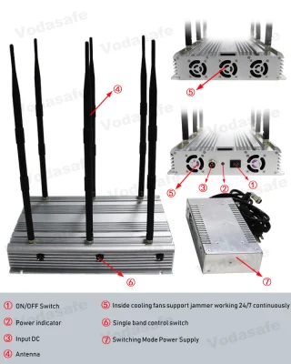 Gpsl1 L2 L3 L4 L5 Protezione anti drone 6 antenne Buon sistema di raffreddamento Segnale di disturbo militare